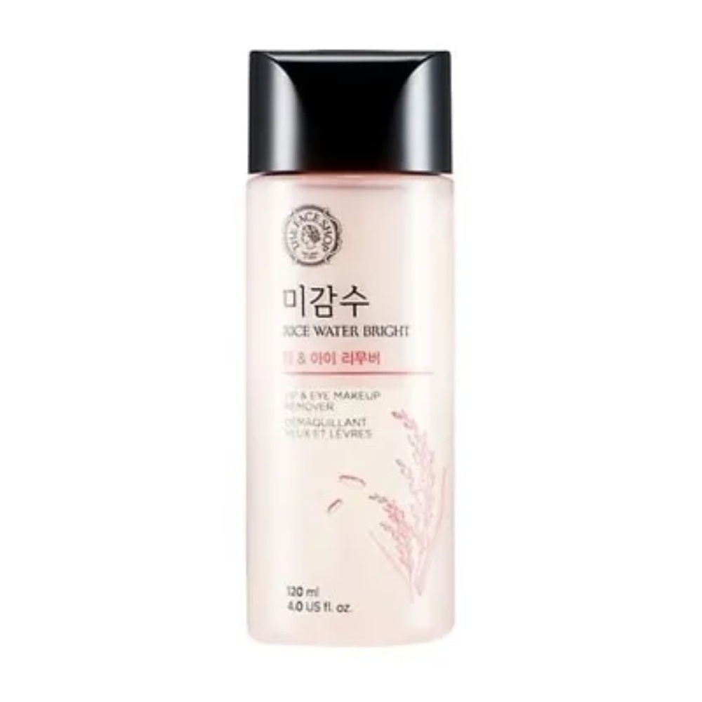 NWT The Face Shop Rice Water Bright Lip and Eye Makeup Remover 4 Fl Oz